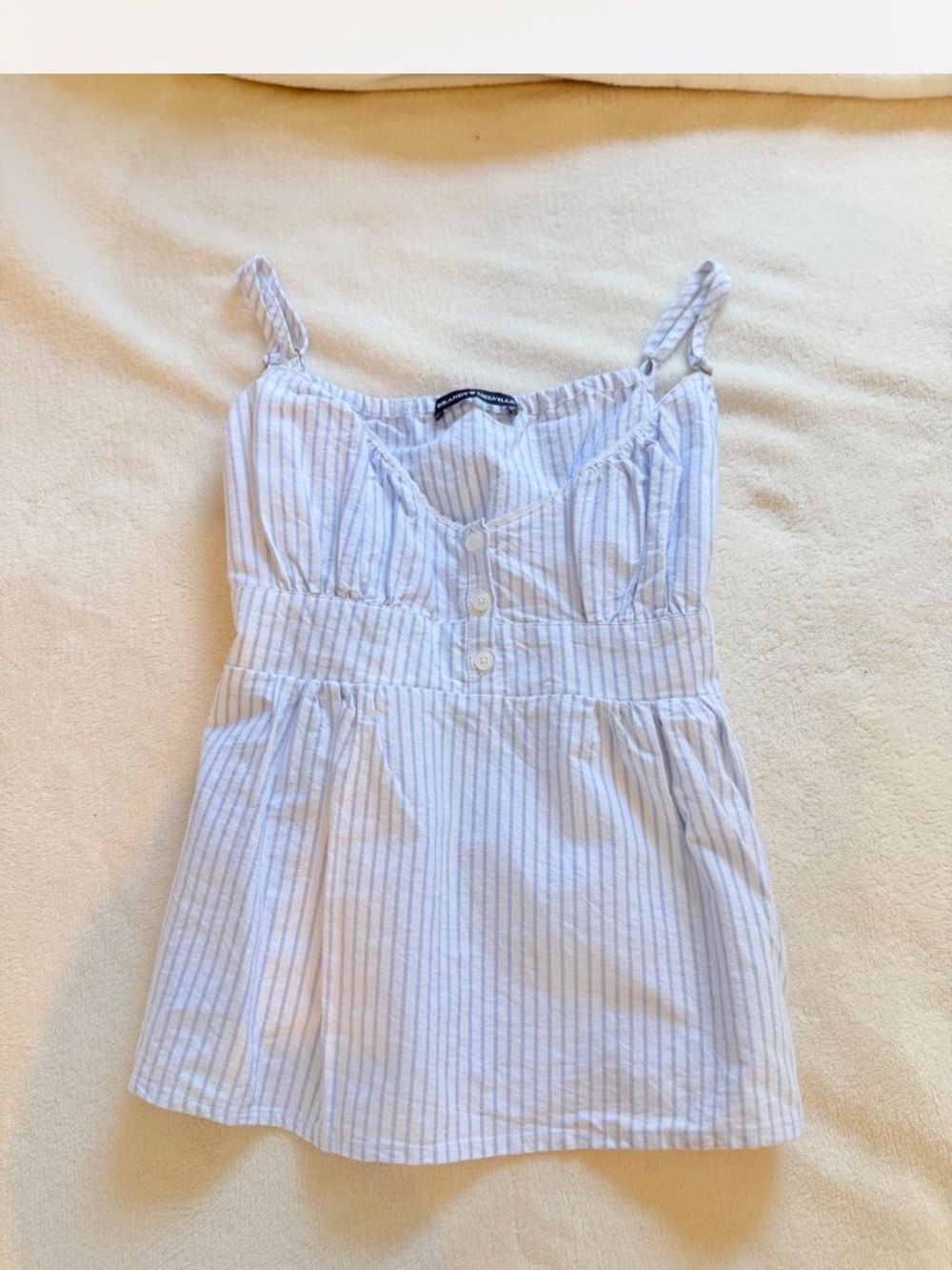 Brandy Melville Light Blue Striped Spaghetti Strap Top - Brand: